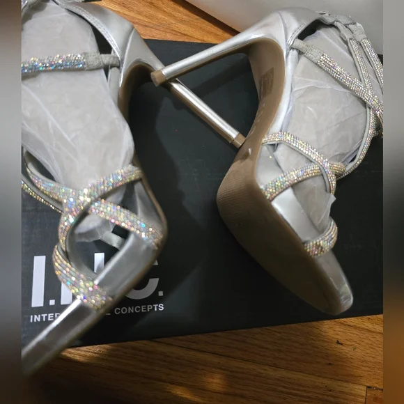 INC International Concepts Glittering Silver Heels